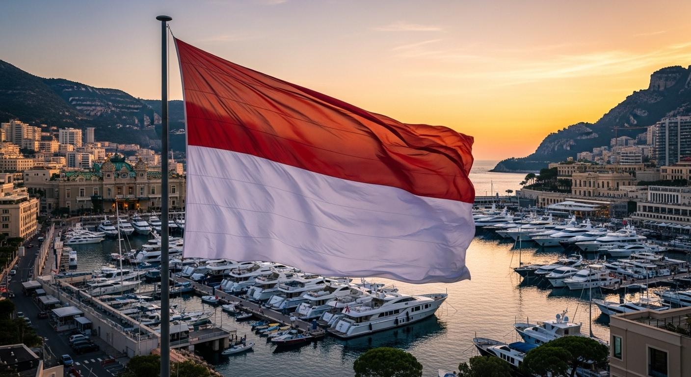Cờ Monaco đơn giản với hai dải ngang màu đỏ và trắng