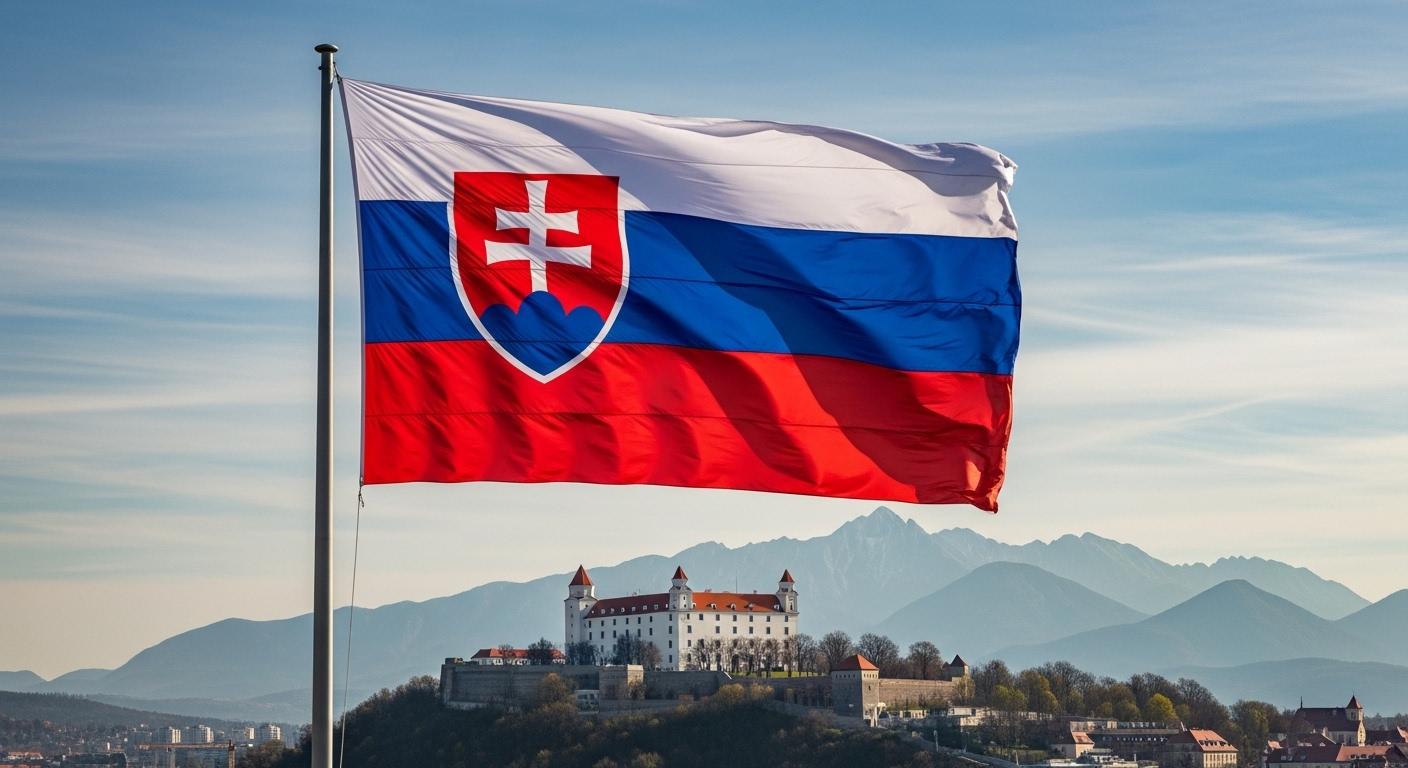 Cờ Slovakia mang biểu tượng chữ thập kép trên ba ngọn núi