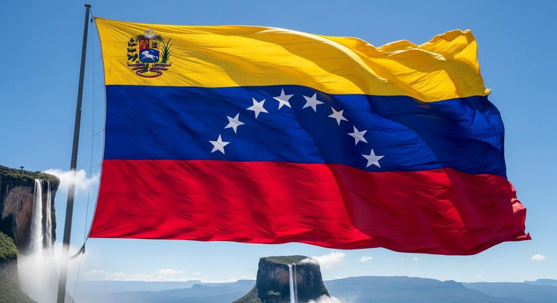 Cờ Venezuela mang vòng cung tám ngôi sao đại diện cho các tỉnh lịch sử