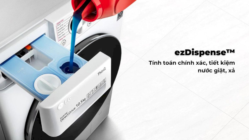 Công nghệ ezDispense tự động phân bổ lượng nước giặt, xả phù hợp