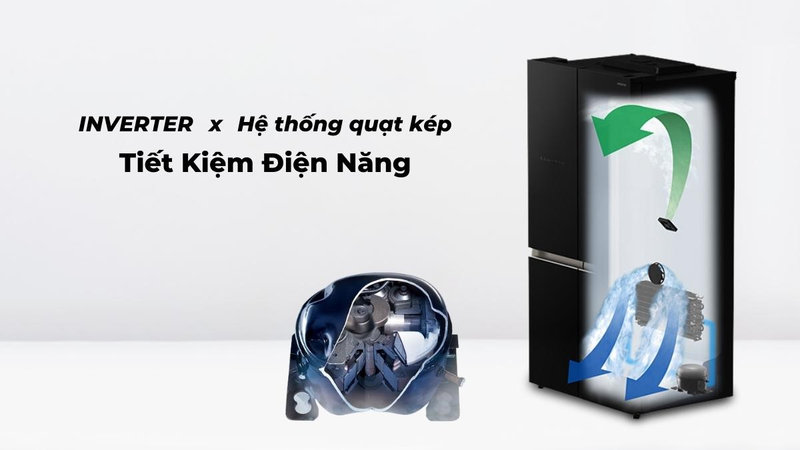 Công nghệ Inverter, cảm biến nhiệt Eco cùng thiết kế 4 cánh giúp tủ lạnh Hitachi tối ưu khả năng làm lạnh và tiết kiệm điện hiệu quả.