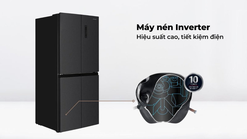 Công nghệ Inverter kết hợp cảm biến nhiệt Eco giúp tủ lạnh Hitachi 4 cánh vận hành êm ái, làm lạnh ổn định và tiết kiệm điện hiệu quả.