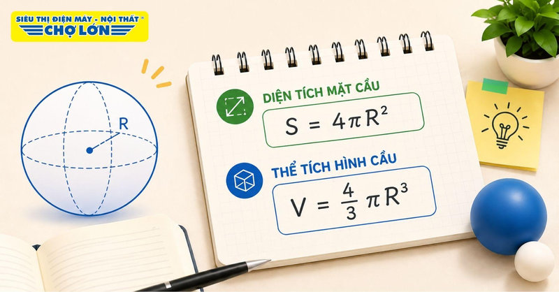 Công thức hình cầu: Cách tính và bài tập chi tiết