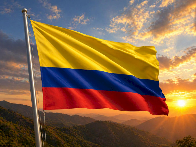 Dải màu vàng rộng lớn trên lá cờ Colombia là biểu tượng cho sự trù phú về vàng bạc
