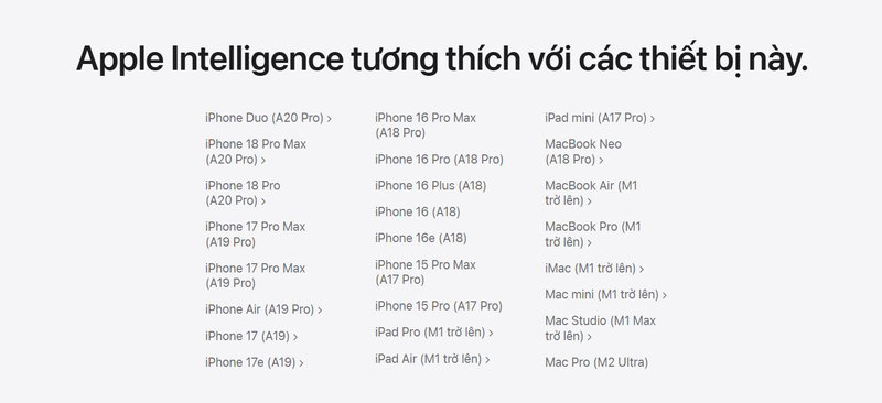 Để dùng Siri AI, bạn cần thiết bị hỗ trợ Apple Intelligence