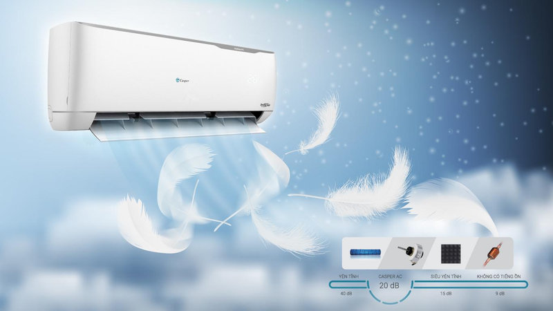 Điều hòa 2 chiều Casper với thiết kế nguyên khối chắc chắn, hạn chế tiếng ồn khi vận hành