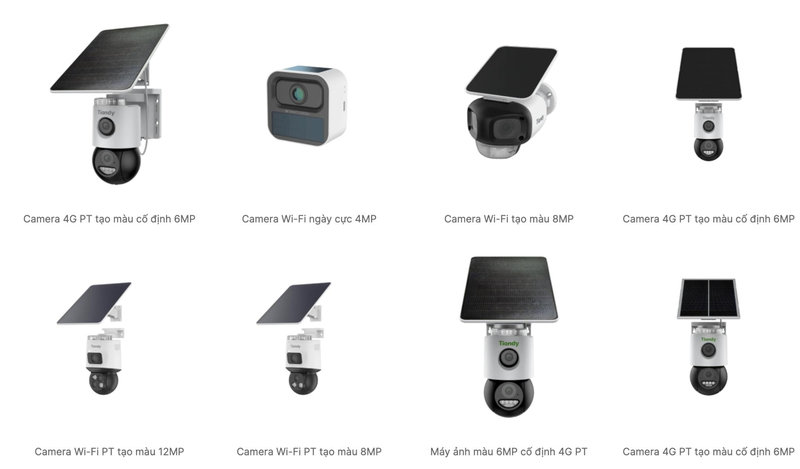Dòng Camera Tiandy Sunflower tích hợp năng lượng mặt trời và pin giúp vận hành độc lập hiệu quả