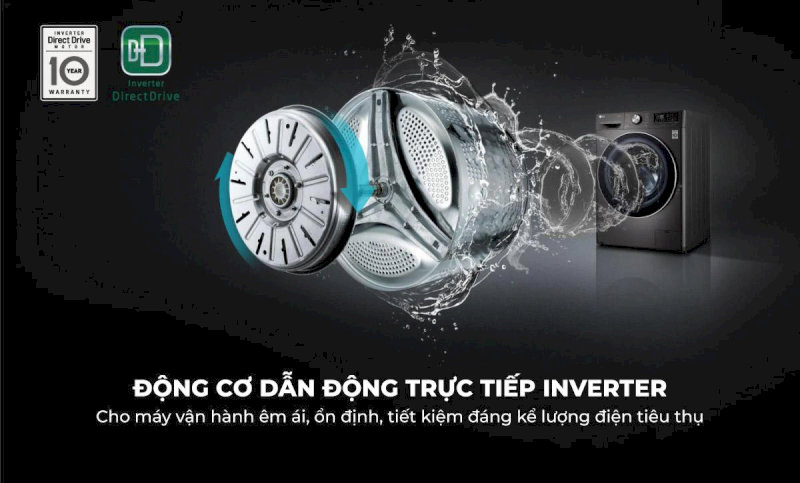 Động cơ dẫn động trực tiếp cho máy vận hành êm ái, ổn định hơn