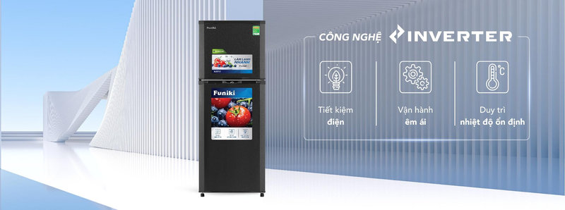 Động cơ Inverter thông minh giúp tủ lạnh Funiki hoạt động êm ái, bền bỉ và tối ưu hóa điện năng tiêu thụ