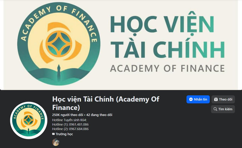 Fanpage chính thức của Học viện Tài chính (AOF)