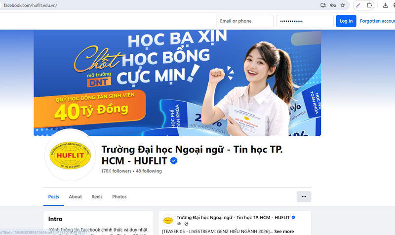 Fanpage chính thức Trường Đại học Ngoại ngữ - Tin học TP.HCM (HUFLIT)