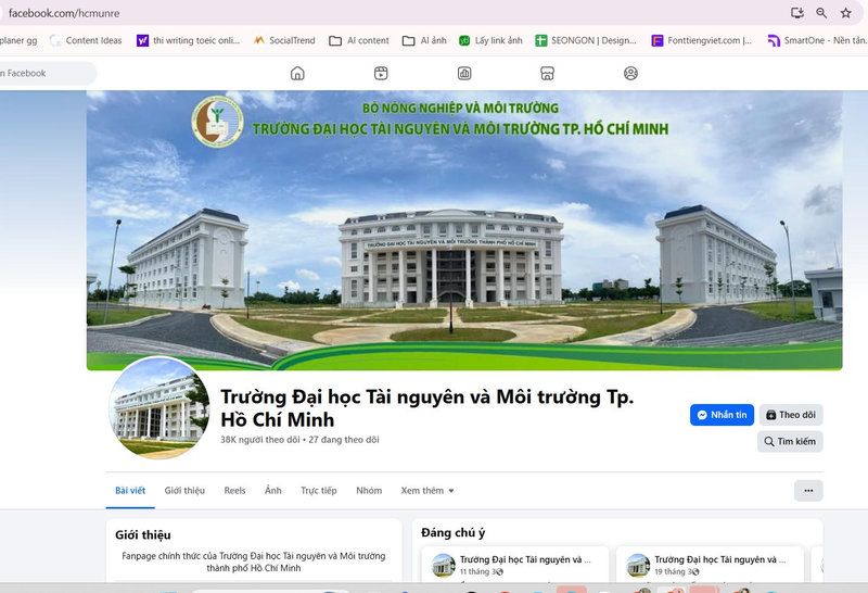Fanpage Trường Đại học Tài nguyên và Môi trường TP.HCM (HCMUNRE)