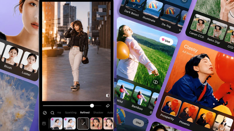 Giao diện làm việc của ứng dụng Meitu rất trực quan