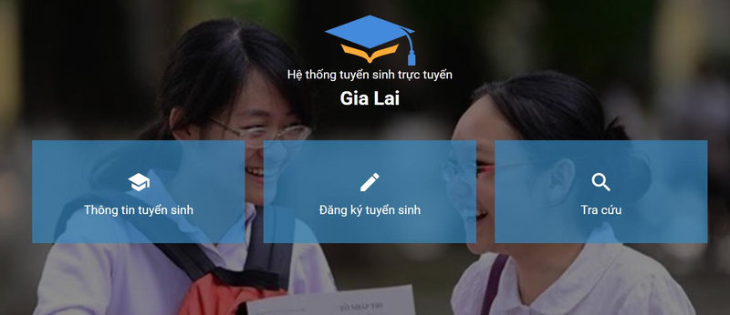 Giao diện trang chủ hệ thống tuyển sinh trực tuyến Gia Lai