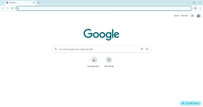 Giao diện trang chủ trình duyệt Google Chrome