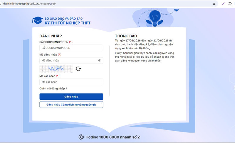 Hệ thống hỗ trợ tuyển sinh của Bộ Giáo dục và Đào tạo
