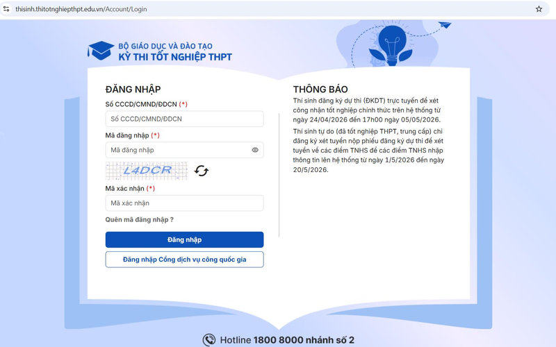 Hệ thống tra cứu điểm thi, điểm chuẩn tốt nghiệp THPT của Bộ Giáo dục và Đào tạo
