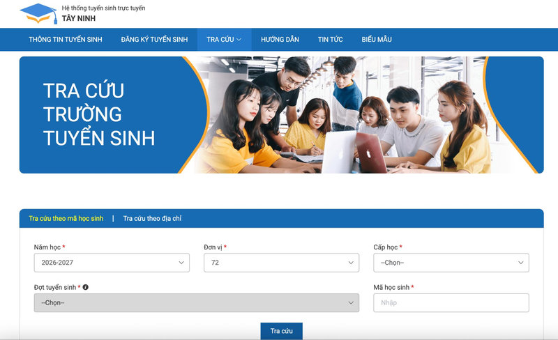 Hệ thống tra cứu điểm thi vào 10 chính thức của tỉnh Tây Ninh