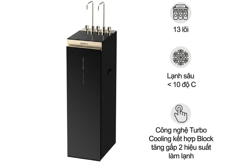 Kangaroo KGRP13A201E3 sở hữu bình RO 7 lít cùng hai vòi 4 chế độ nước ion kiềm - nóng - lạnh - khoáng