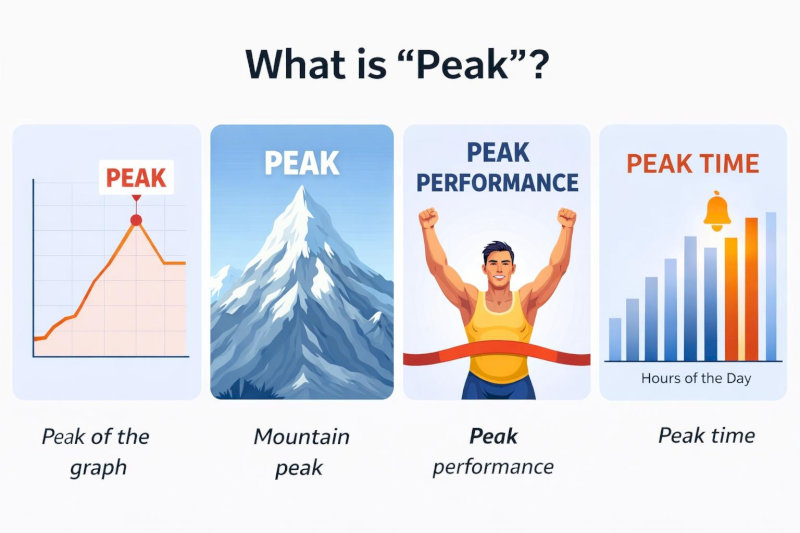 Khái niệm peak bao hàm cả giá trị về không gian lẫn trạng thái cực hạn của sự vật