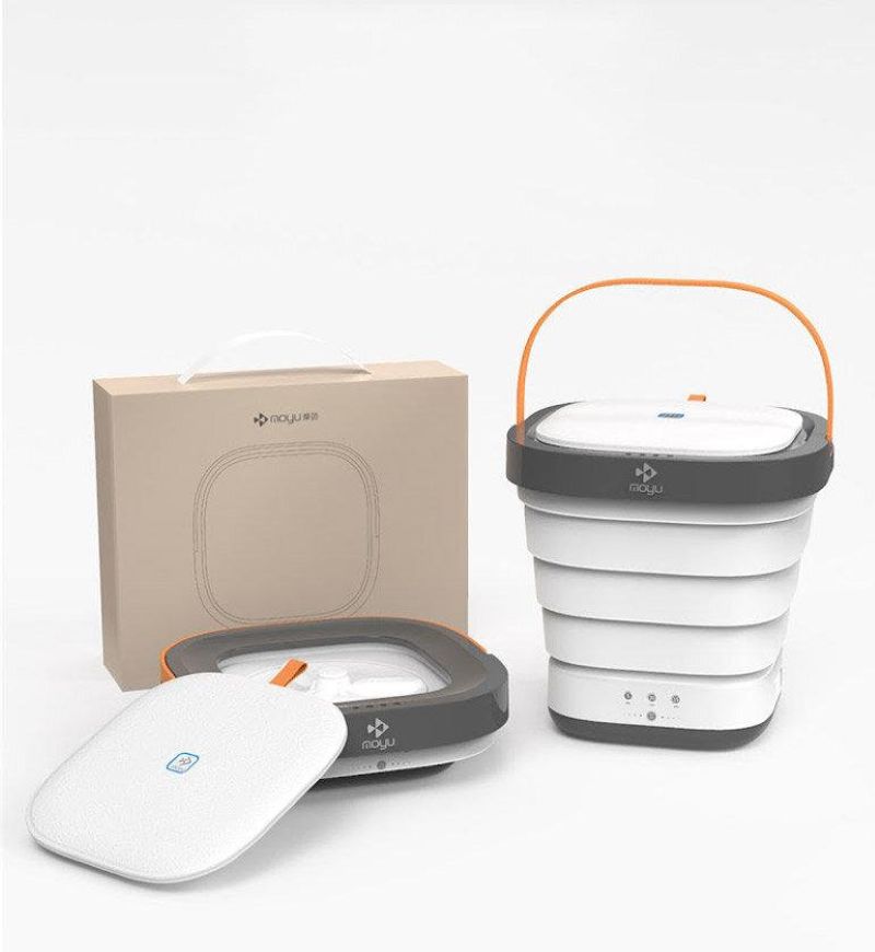 Khi gấp gọn, máy giặt mini Xiaomi Moyu có kích thước chỉ bằng một chiếc đĩa
