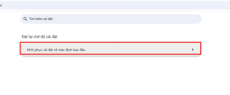 Khôi phục cài đặt về giá trị ban đầu