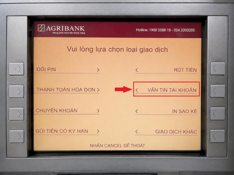 Kiểm tra trực tiếp tên chi nhánh quản lý tài khoản ngay tại màn hình ATM
