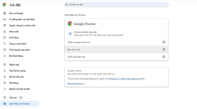 Kiểm tra và cập nhật phiên bản Google Chrome mới nhất hiện nay