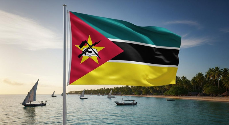 Lá cờ Mozambique đưa biểu tượng súng và cuốc chéo nhau nhằm khẳng định quyết tâm bảo vệ nền độc lập dân tộc