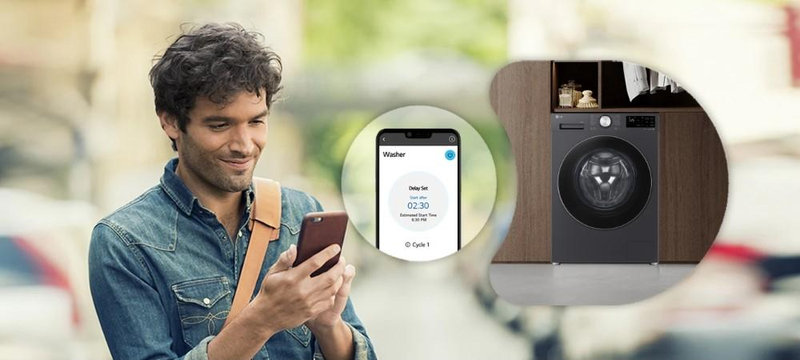 LG ThinQ kết nối với máy giặt từ xa bằng điện thoại thông minh