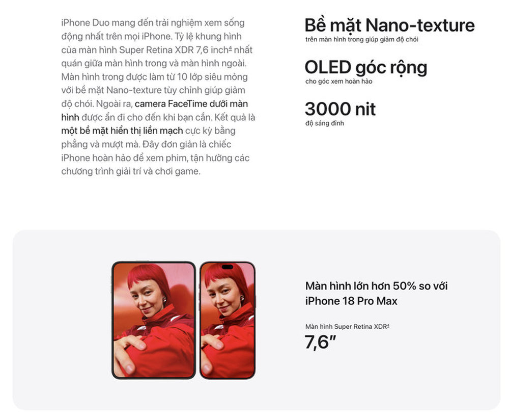Màn hình Super Retina XDR 7,6 inch của iPhone Duo