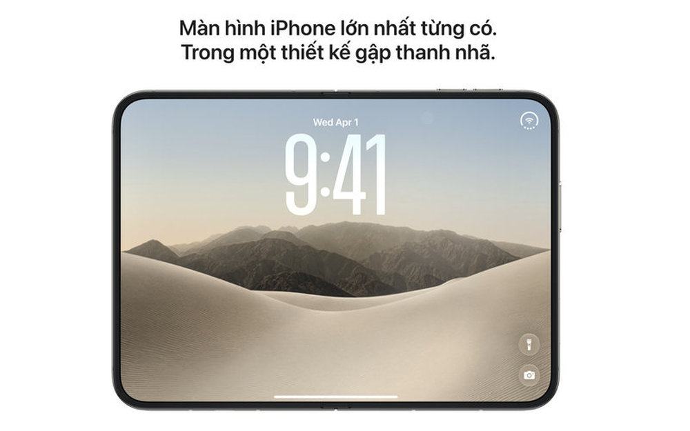 Màn hình trong của iPhone Duo khi mở hoàn toàn