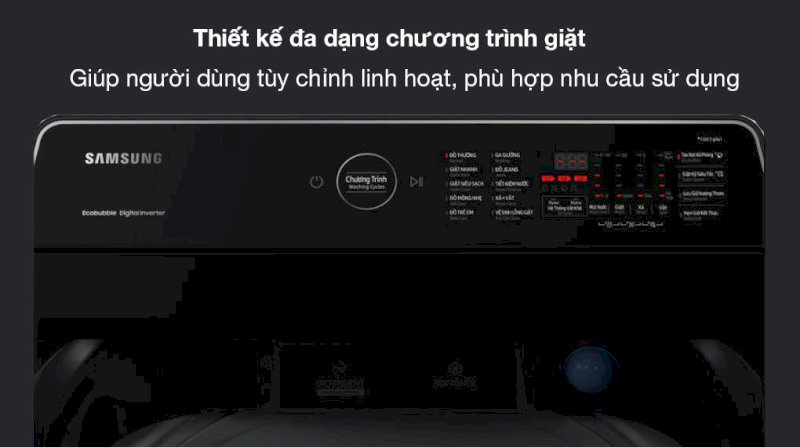 Máy giặt Samsung cửa trên có bảng điều khiển tiếng Việt tiện lợi