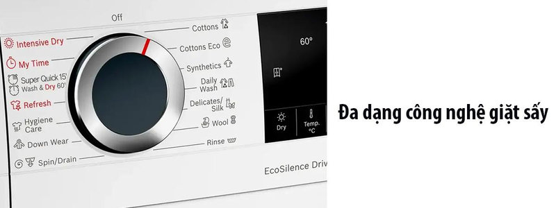 Máy giặt sấy Bosch tích hợp nhiều công nghệ giặt sấy hiện đại