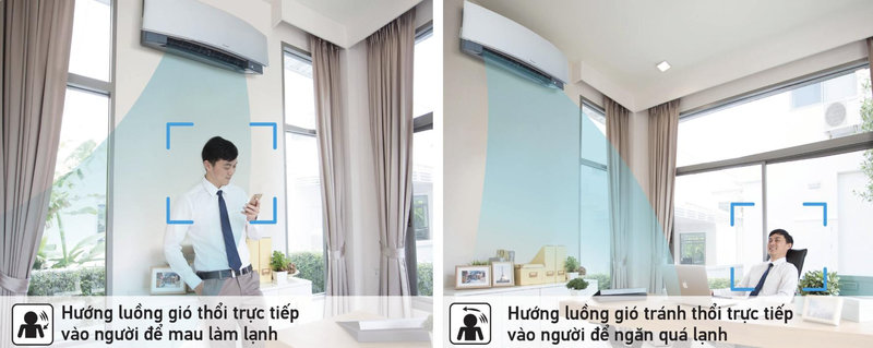 Mắt thần thông minh sử dụng cảm biến hồng ngoại giúp bạn kiểm soát luồng gió hướng ra xa hoặc thổi trực tiếp vào người