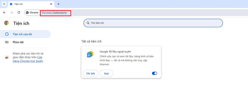 Mở các tiện ích đang cài trên Chrome