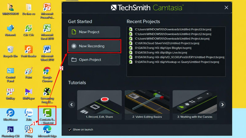 Mở Camtasia