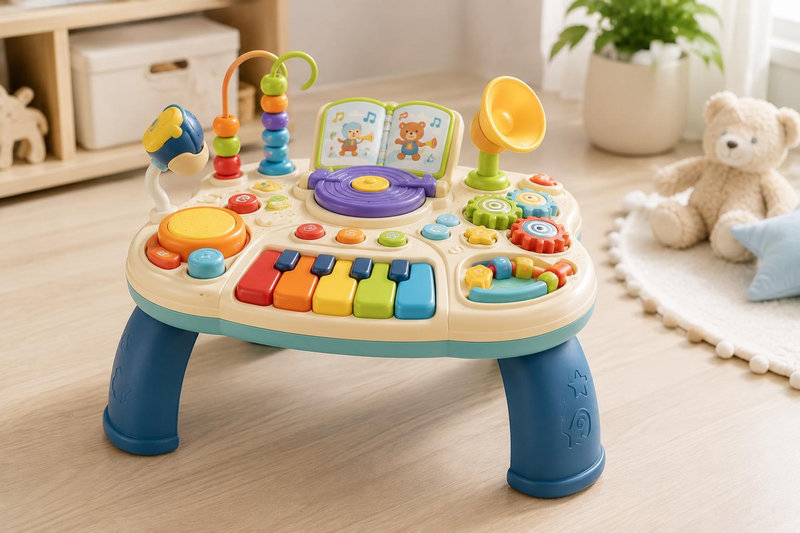 Nên chọn loại bàn đồ chơi có nút điều chỉnh âm lượng lớn nhỏ để bảo vệ thính giác của bé