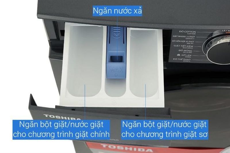 Ngăn chứa nước xả của máy giặt Toshiba cửa ngang
