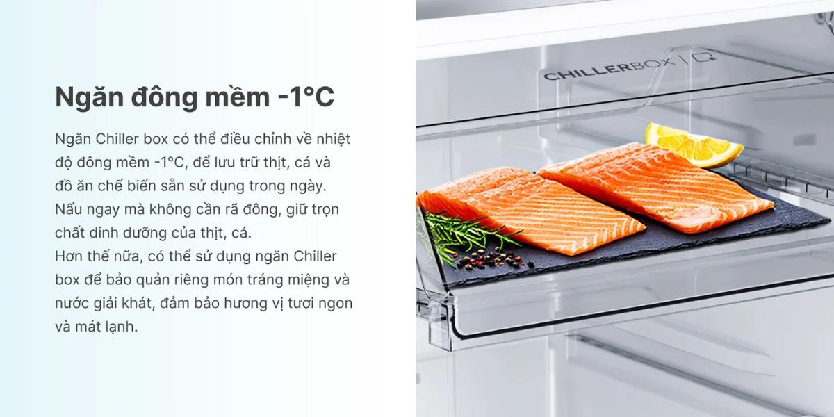 Ngăn đông mềm chuyên dụng giúp bảo quản bề mặt thịt, cá tươi sống ở nhiệt độ lạnh lý tưởng