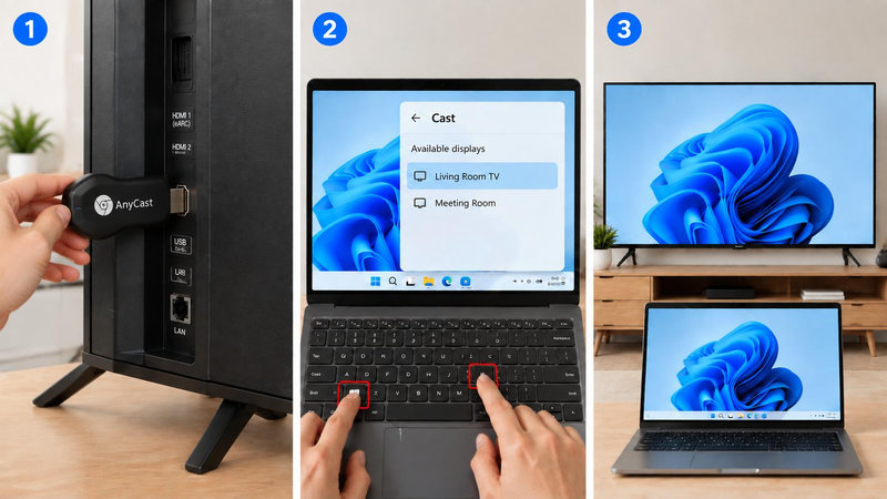 Nhấn Windows + K để chiếu màn hình không dây lên tivi