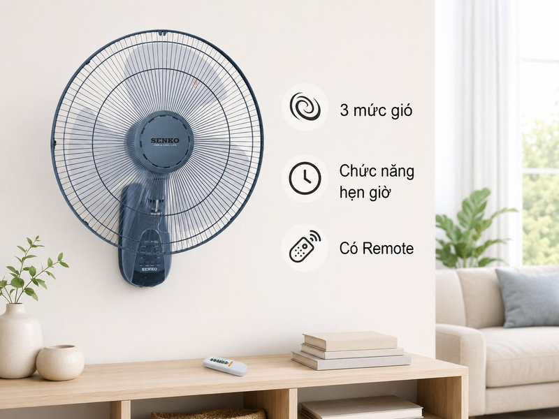 Những tính năng nổi bật có trên quạt Senko treo tường