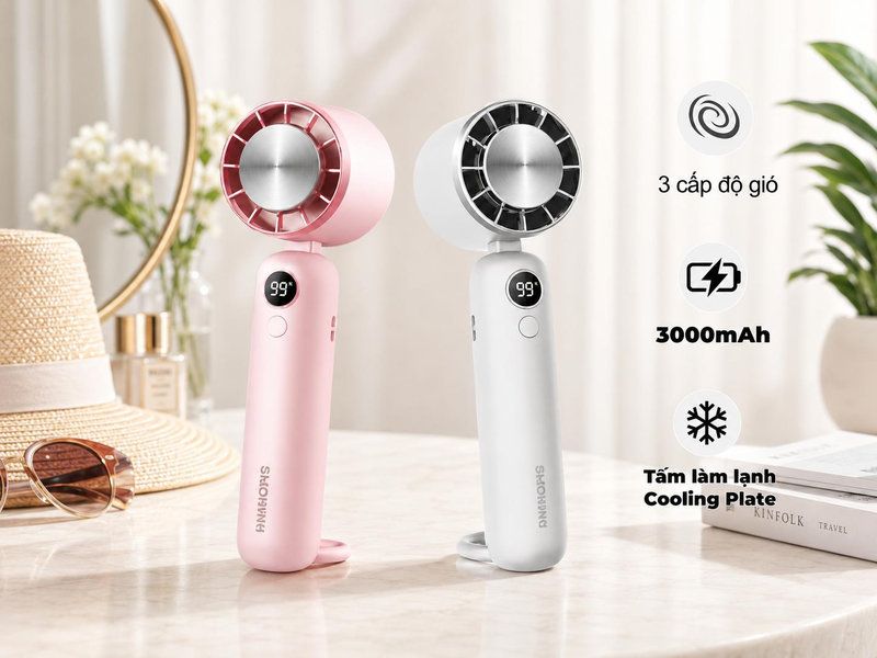 Quạt cầm tay Shimono được làm từ nhựa ABS kết hợp thép chắc chắn