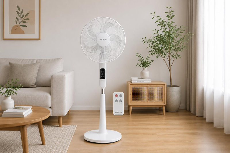 Quạt cây Hitachi có kèm remote điều khiển từ xa tiện lợi