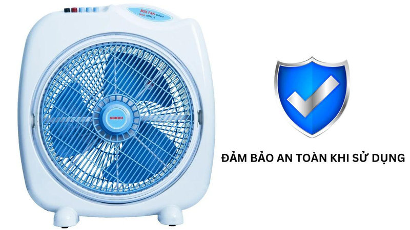 Quạt hộp Senko đảm bảo an toàn nhờ lồng quạt đan khít và cầu chì chống cháy tự ngắt