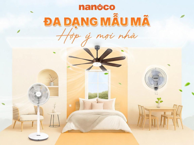 Quạt Nanoco đa dạng mẫu mã, phù hợp mọi không gian sống