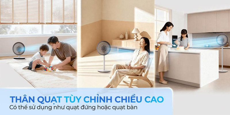 Quạt tuần hoàn linh hoạt sử dụng trong nhiều không gian và kết hợp hiệu quả với các thiết bị làm mát khác.
