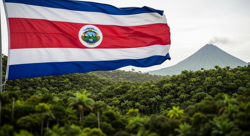 Quốc kỳ Costa Rica mang thiết kế năm sọc ngang màu xanh trắng và đỏ