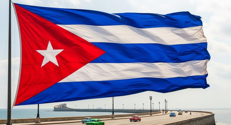 Quốc kỳ Cuba với thiết kế ngôi sao cô độc trong hình tam giác đỏ