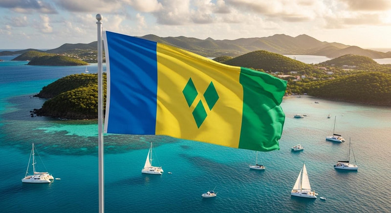 Quốc kỳ Saint Vincent và Grenadines độc đáo với ba viên kim cương chữ V